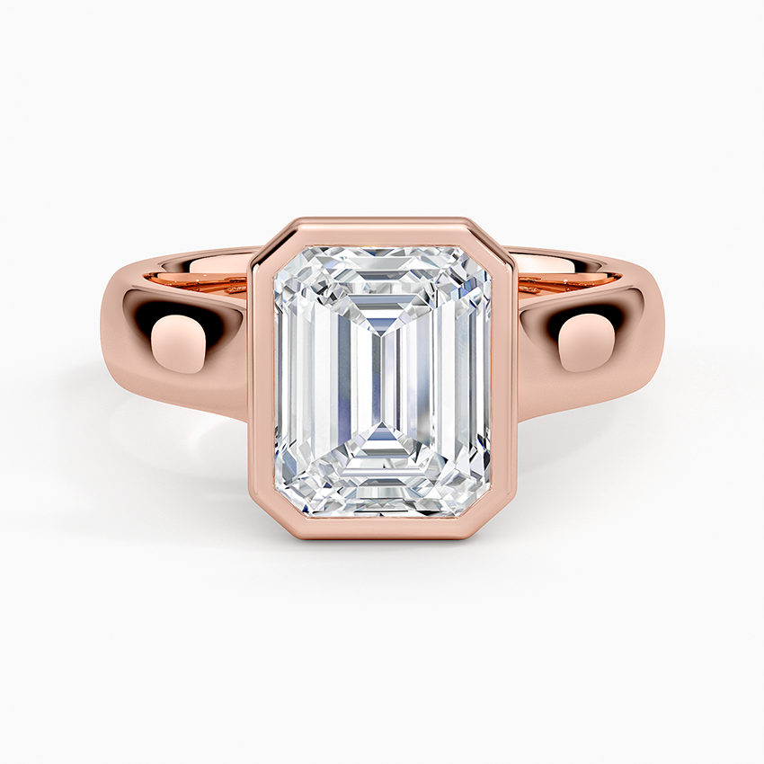 Luna 4mm Bezel Ring - Emerald Cut Center Stone