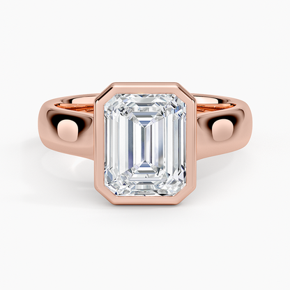 Luna 4mm Bezel Ring - Emerald Cut Center Stone