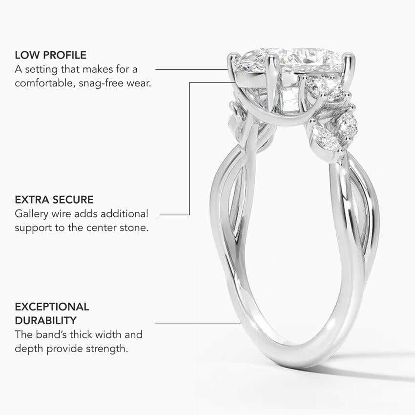Willow Three Stone Diamond Ring (1/3 ct. tw.) - Asscher Cut Center Stone