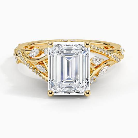 Begonia Vine Diamond Ring (1/2 ct. tw.) - Emerald Cut Center Stone