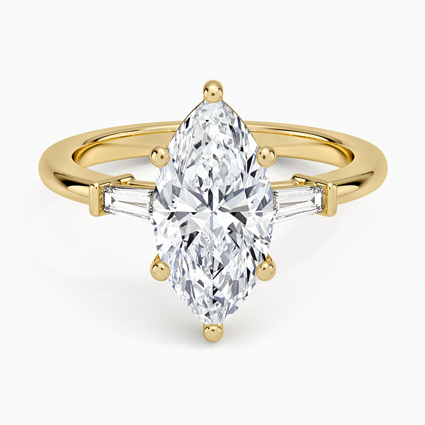 Symphony Tapered Baguette Three Stone Diamond Ring (1/5 ct. tw.) - Marquise Cut Center Stone