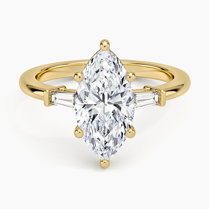 Symphony Tapered Baguette Three Stone Diamond Ring (1/5 ct. tw.) - Marquise Cut Center Stone