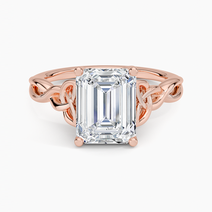 Celtic Love Knot Ring - Emerald Cut Center Stone