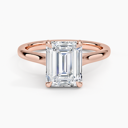 2mm Provence Solitaire Ring - Emerald Cut Center Stone