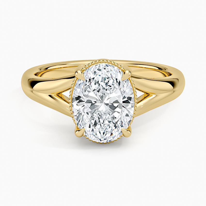 Cora Split Shank Solitaire Ring - Oval Cut Center Stone