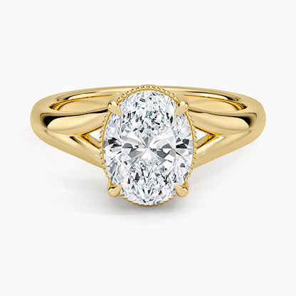 Cora Split Shank Solitaire Ring - Oval Cut Center Stone