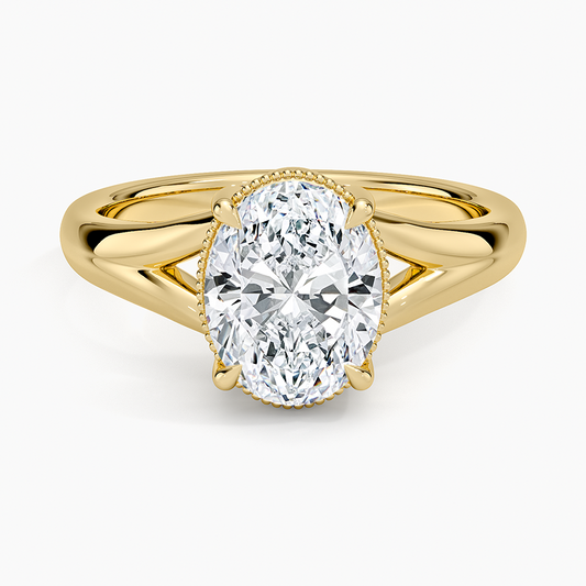 Cora Split Shank Solitaire Ring - Oval Cut Center Stone