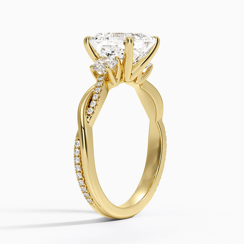 Petite Twisted Vine Three Stone Diamond Ring (2/5 ct. tw.) - Asscher Cut Center Stone