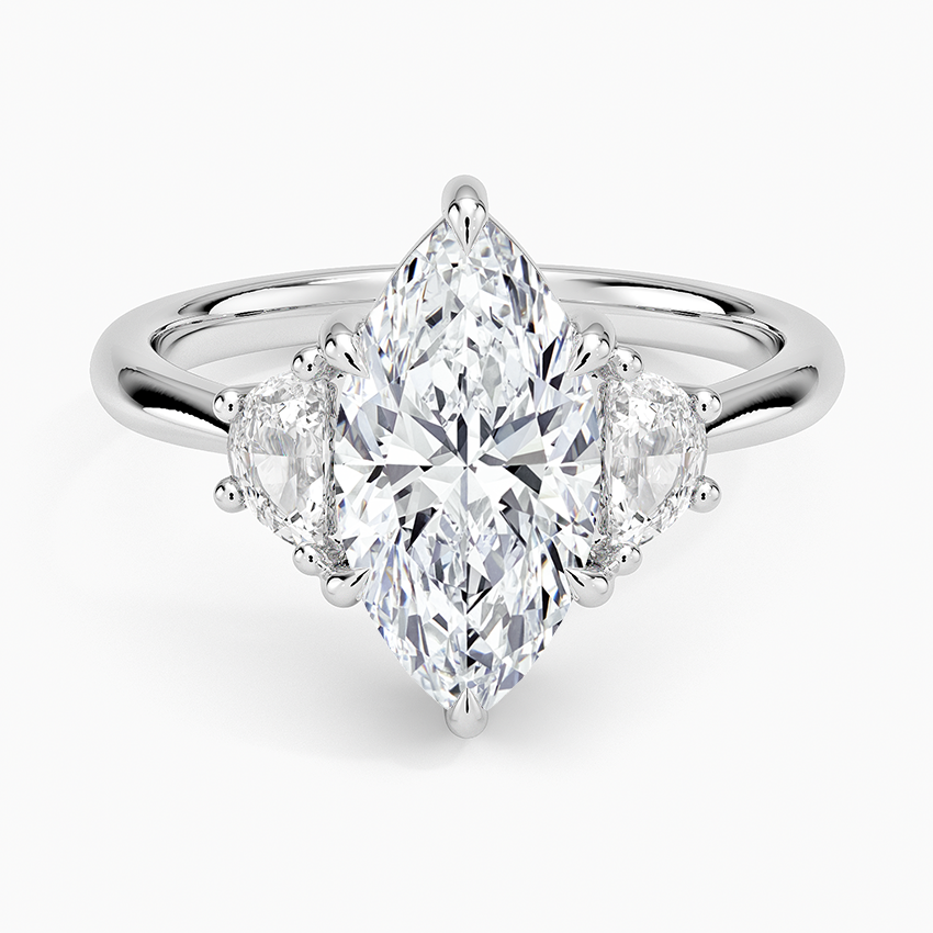 Half Moon Three Stone Diamond Ring (1/4 ct. tw.) - Marquise Center Stone