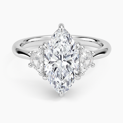 Half Moon Three Stone Diamond Ring (1/4 ct. tw.) - Marquise Center Stone