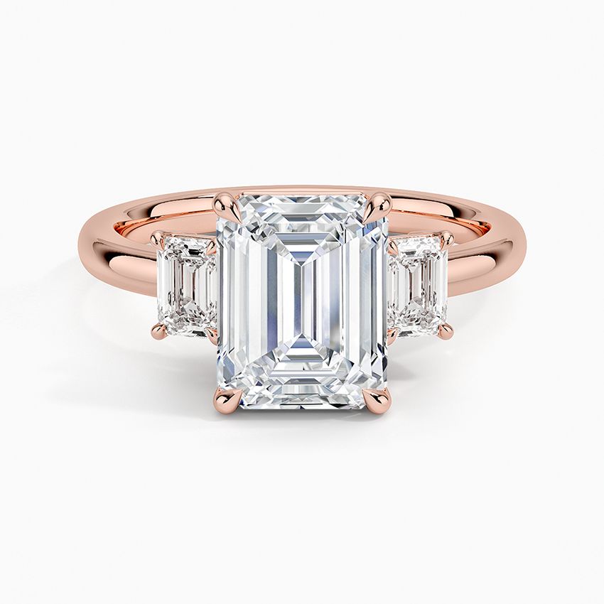 Rhiannon Emerald Cut Three Stone Diamond Ring (1/2 ct. tw.) - Emerald Cut Center Stone