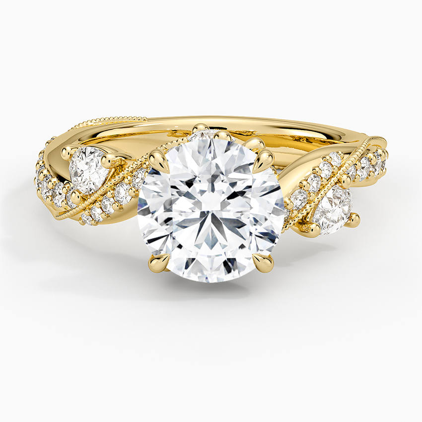 Grand Camellia Diamond Ring - Round Center Stone