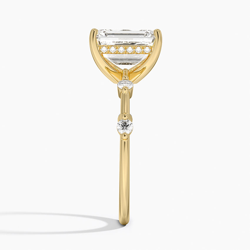 Aimee Hidden Halo Diamond Ring - Emerald Cut Center Stone