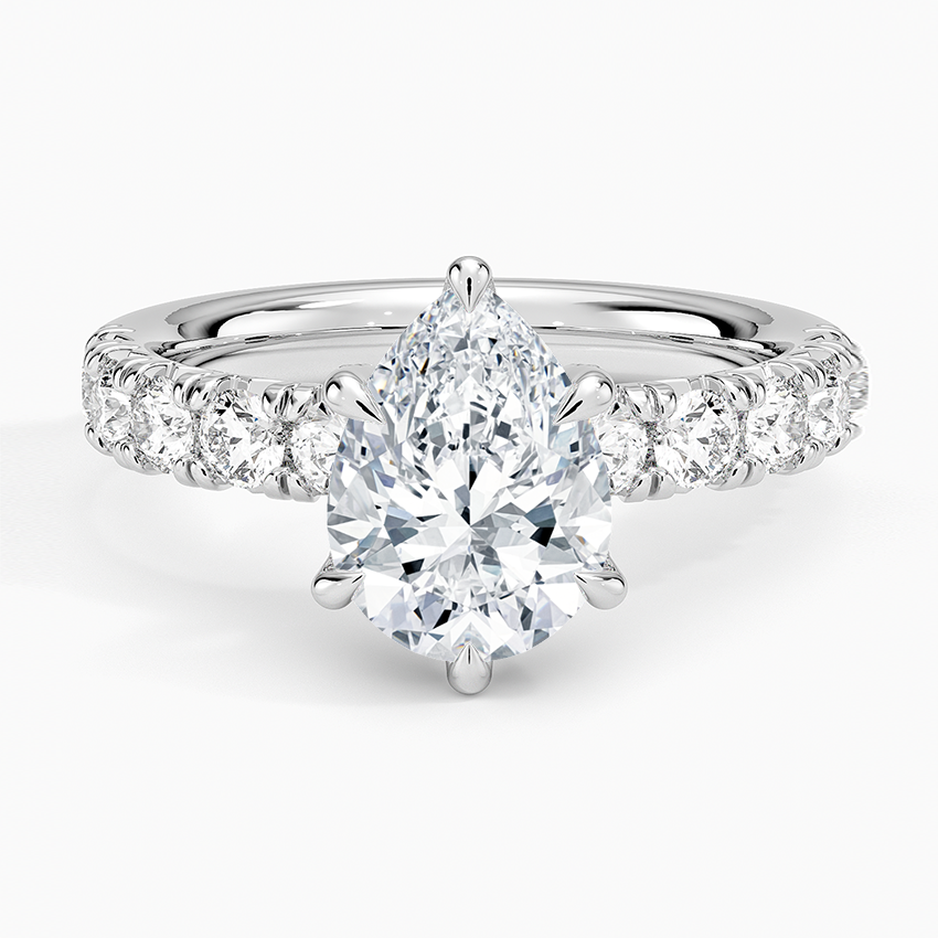 Ellora Half Coverage Diamond Ring - Pear Center Stone