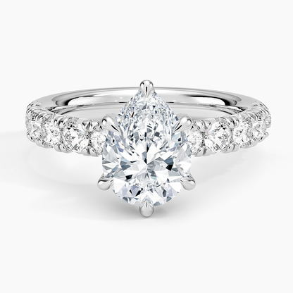 Ellora Half Coverage Diamond Ring - Pear Center Stone