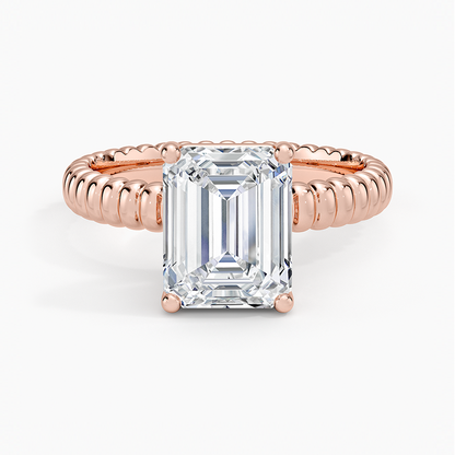 Petra Textured Solitaire Ring - Emerald Cut Center Stone