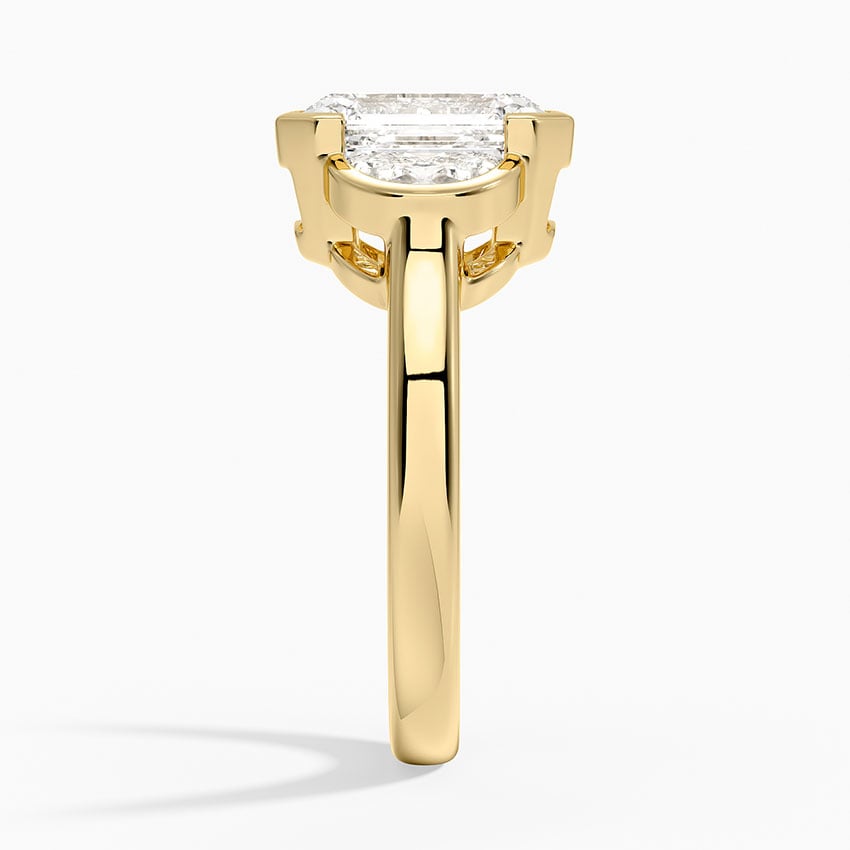 Half Moon Three Stone Bezel Diamond Ring (1/2 ct. tw.) - Emerald Cut Center Stone