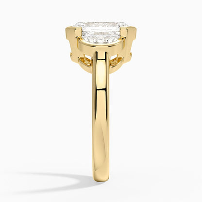Half Moon Three Stone Bezel Diamond Ring (1/2 ct. tw.) - Emerald Cut Center Stone