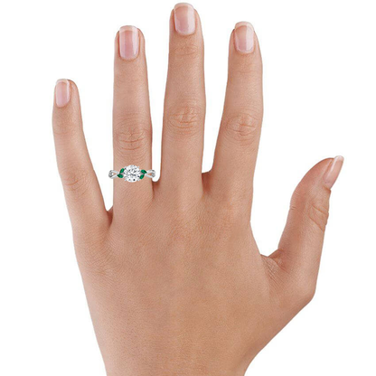Willow Ring With Lab Emerald Accents - Marquise Cut Center Stone