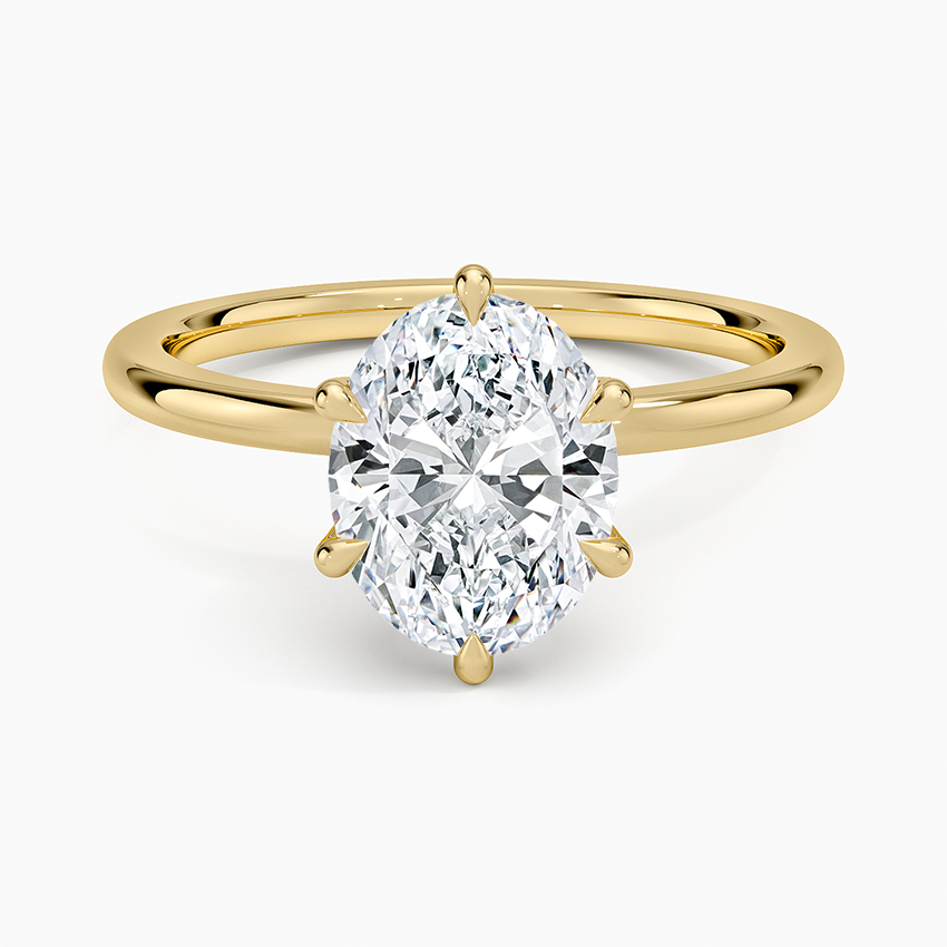 Petal Six Prong Diamond Ring - Oval Center Stone
