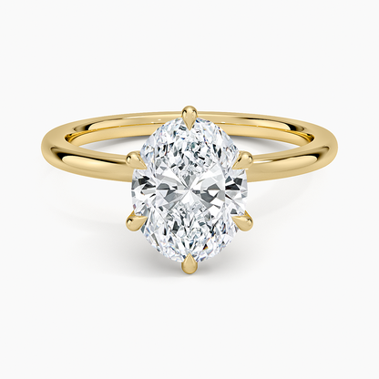 Petal Six Prong Diamond Ring - Oval Center Stone