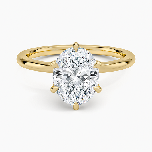 Petal Six Prong Diamond Ring - Oval Center Stone