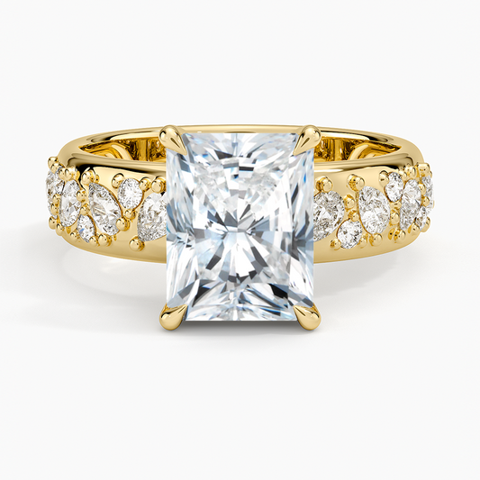 Mosaic Olivetta Three-Quarter Coverage Diamond Ring (1/2 ct. tw.) - Radiant Cut Center Stone