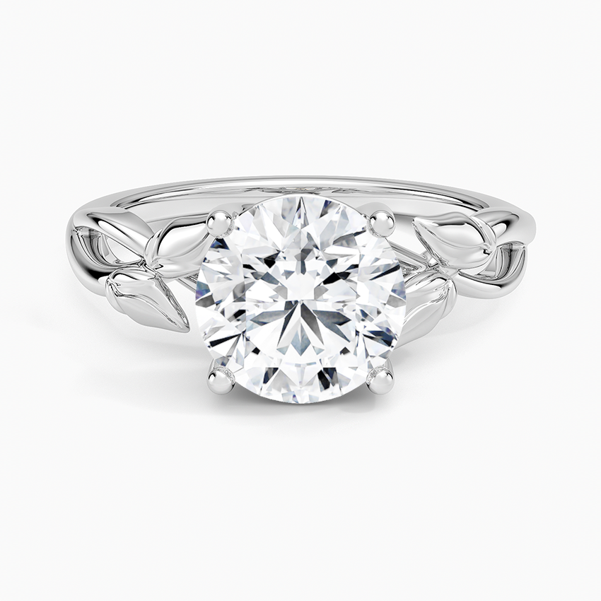 Budding Willow Solitaire Ring - Round Center Stone