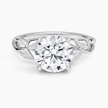 Budding Willow Solitaire Ring - Round Center Stone