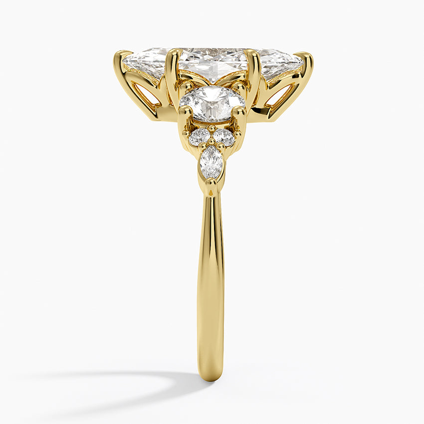 Luxe Nadia Three Stone Diamond Ring - Marquise Center Stone