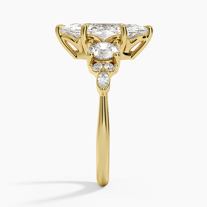 Luxe Nadia Three Stone Diamond Ring - Marquise Center Stone
