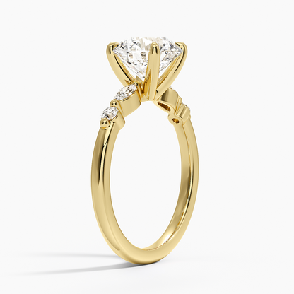 Versailles One-Quarter Coverage Diamond Ring - Round Center Stone