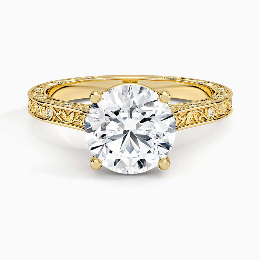 Grove Perfect Fit Engraved Diamond Ring (1/10 ct. tw.) - Round Cut Center Stone