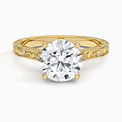 Grove Perfect Fit Engraved Diamond Ring (1/10 ct. tw.) - Round Cut Center Stone