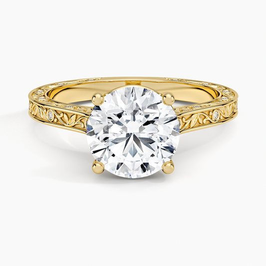 Grove Perfect Fit Engraved Diamond Ring (1/10 ct. tw.) - Round Cut Center Stone