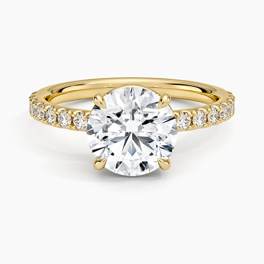Dara Low-Profile Diamond Ring - Round Center Stone