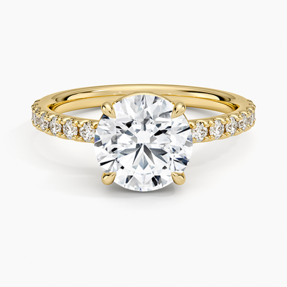Dara Low-Profile Diamond Ring - Round Center Stone