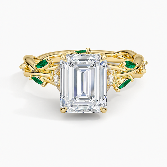 Secret Garden Lab Emerald and Diamond Ring (1/4 ct. tw.)