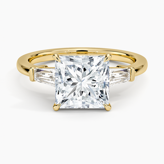 Symphony Tapered Baguette Three Stone Diamond Ring (1/2 ct. tw.) - Princess Cut Center Stone