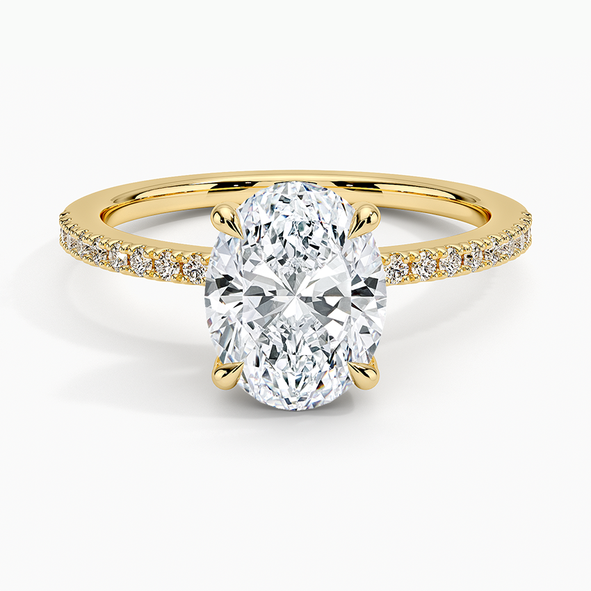 Perfect Fit Half Coverage Hidden Halo Diamond Ring (1/5 ct. tw.) - Oval Center Stone
