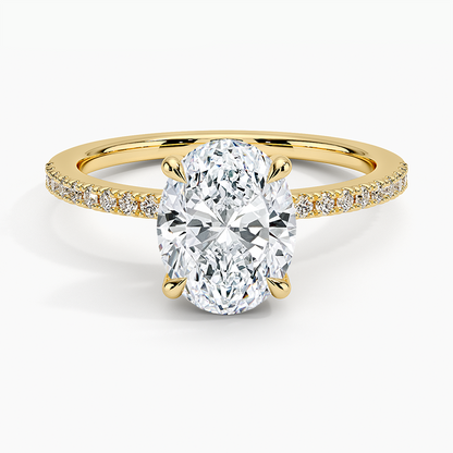 Perfect Fit Half Coverage Hidden Halo Diamond Ring (1/5 ct. tw.) - Oval Center Stone