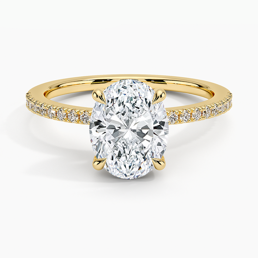 Perfect Fit Half Coverage Hidden Halo Diamond Ring (1/5 ct. tw.) - Oval Center Stone
