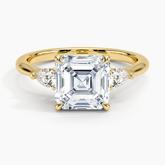 Petite Opera Three Stone Diamond Ring (1/4 ct. tw.) - Asscher Cut Center Stone
