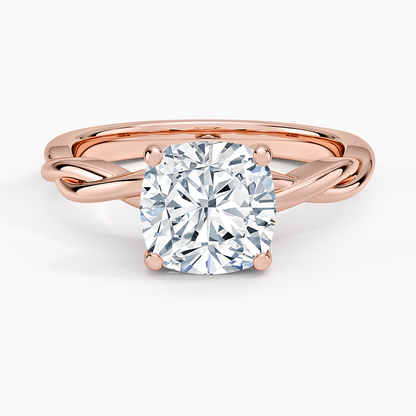Twisted Vine Solitaire Ring - Cushion Cut Center Stone