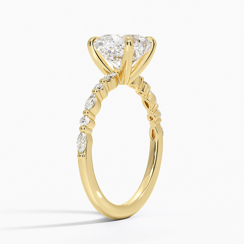 Delicate Versailles Diamond Ring - Cushion Cut Center Stone