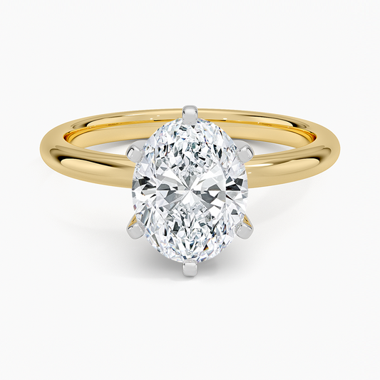 Comfort Fit 2mm Six-Prong Solitaire Ring - Oval Center Stone