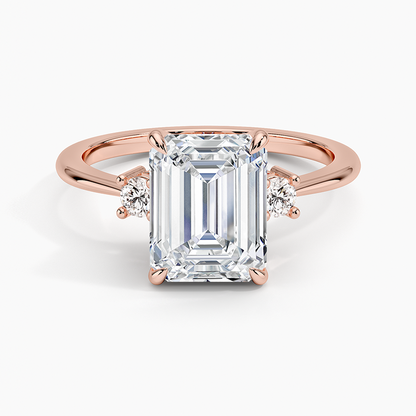 Petite Selene Three Stone Diamond Ring (1/10 ct. tw.) - Emerald Cut Center Stone
