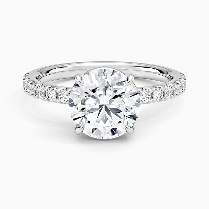 Dara Low-Profile Diamond Ring - Round Center Stone