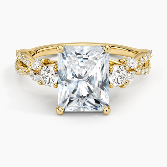 Luxe Willow Three Stone Diamond Ring (1/2 ct. tw.) - Radiant Cut Center Stone
