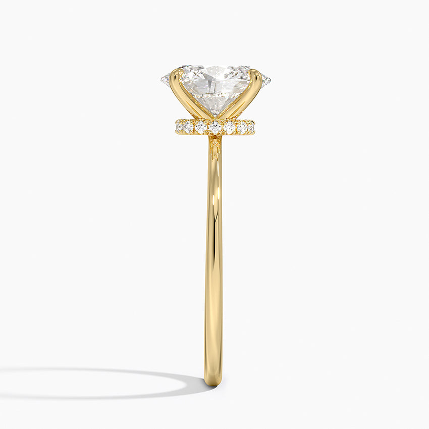Petite Secret Halo Diamond Ring - Oval Center Stone